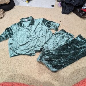 Stars Above Velvet Kids Pajama Set in Teal